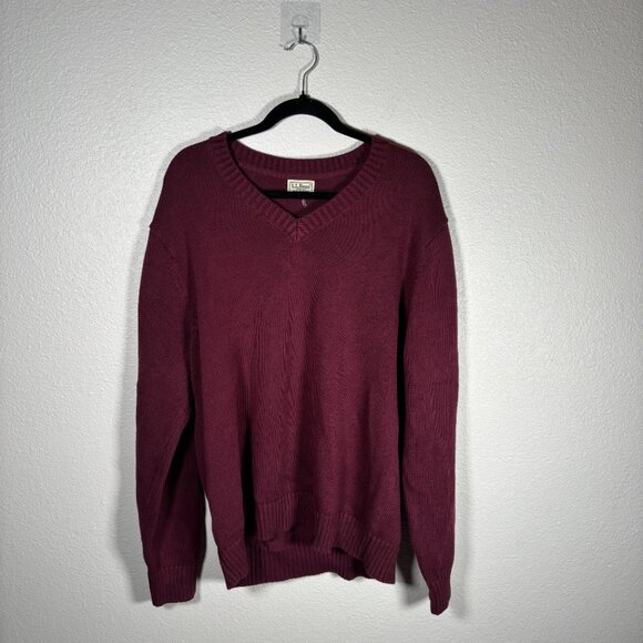 L.L. Bean Purple Pullover V-Neck Long Sleeve Knit Preppy Outdoors Cotton Sweater - Picture 5 of 8